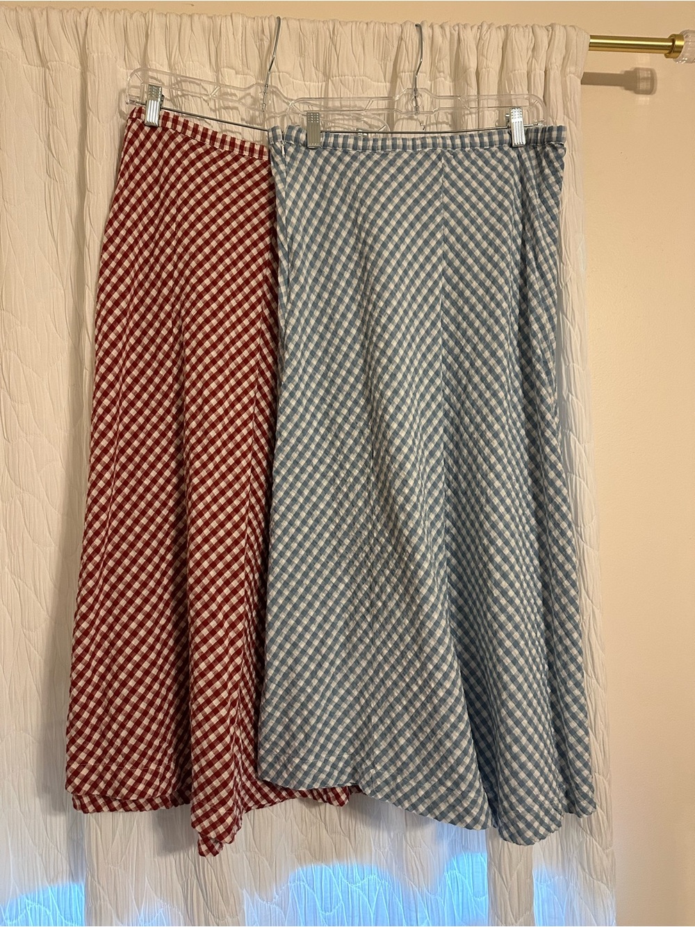 2 for $25 AE Blue and Red Gingham Midi Skirts - Picture 5 of 9